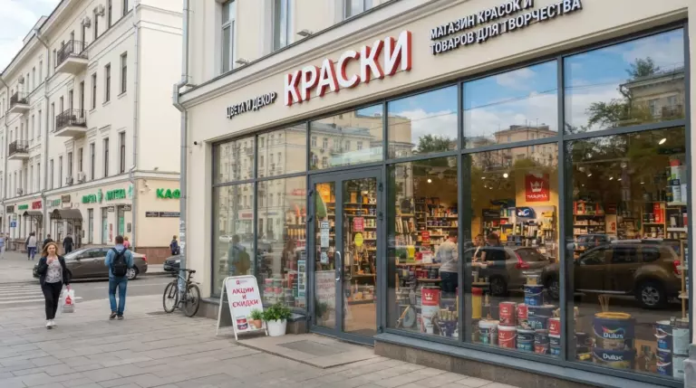 Вход в офис с фрамугой до потолка и боковыми витражами
